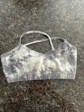 Tie-Dye Crossback Bralette Crop Top - Gray